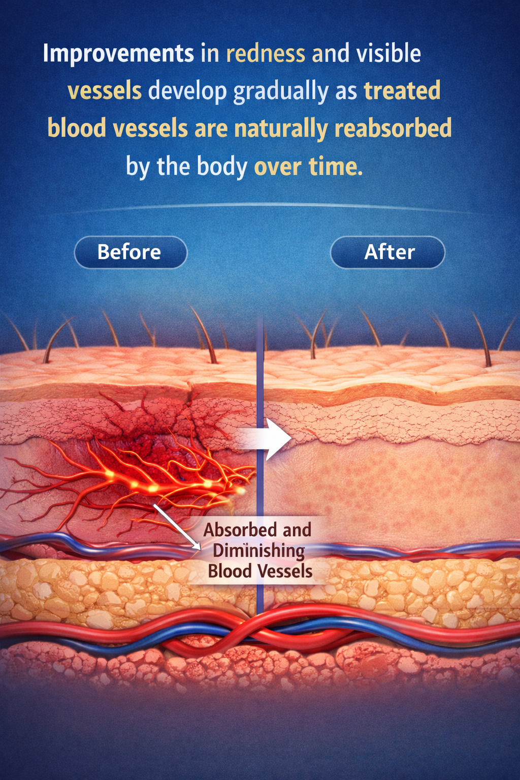 vascular laser results over time for redness reduction.