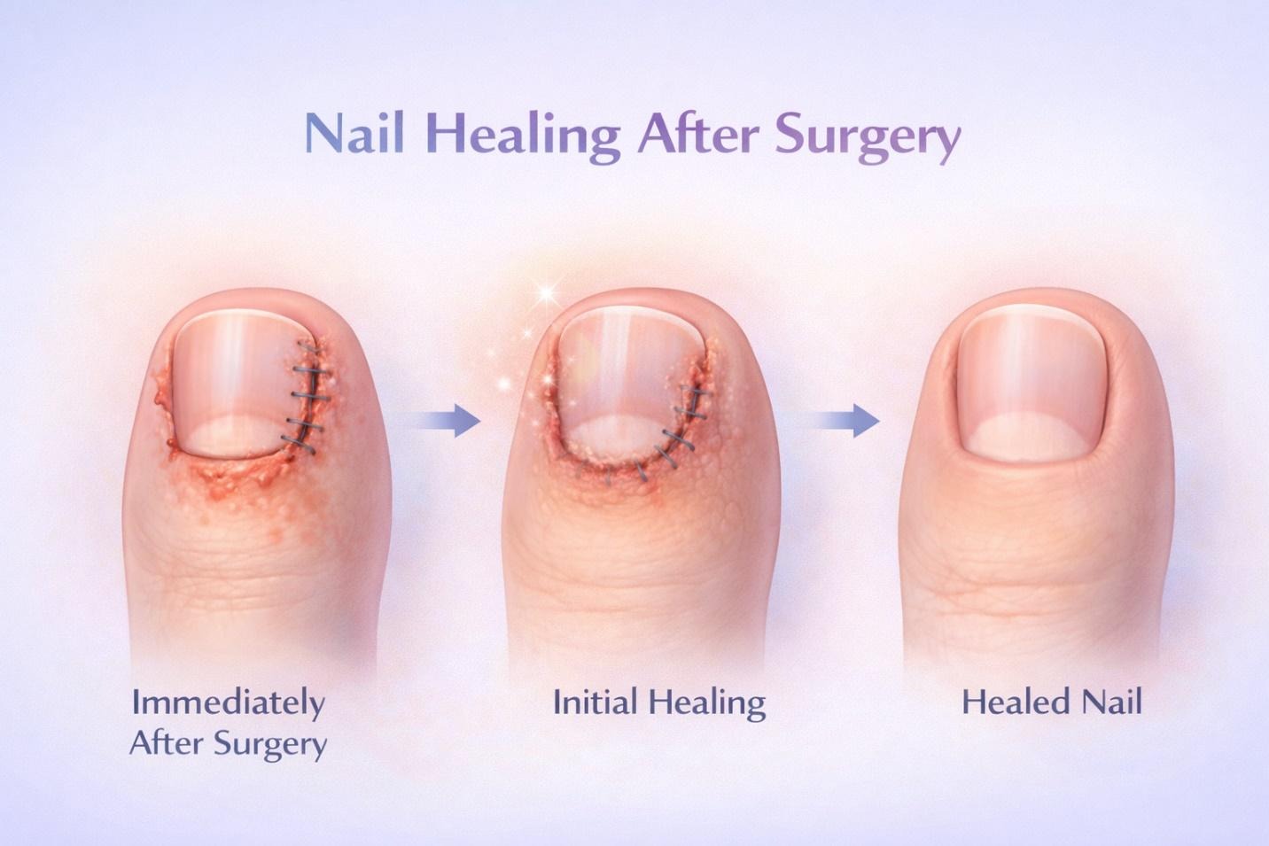 Nail surgery outcomes, including recurrence prevention and long-term relief.